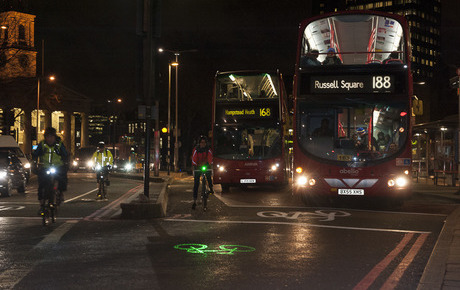 Blaze bike light at junction