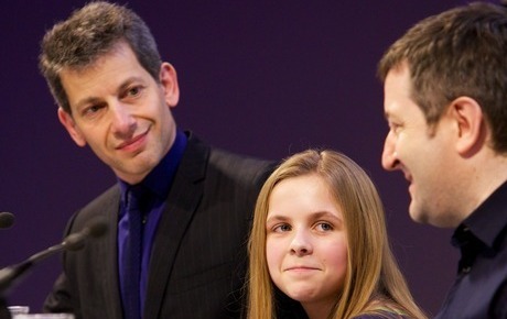 Wired UK editor David Rowan with Digital Girl of the Year Amy Mather