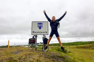 Cirque du Soleil performer and Brompton fan takes an eager picture while cycling from Andorra to Albania (via Iceland)