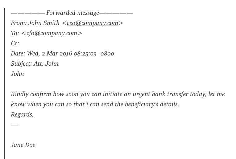 Sometimes scammers mask their real email addresses behind genuine ones.