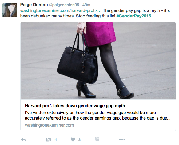 Tweet denying gender parity issues